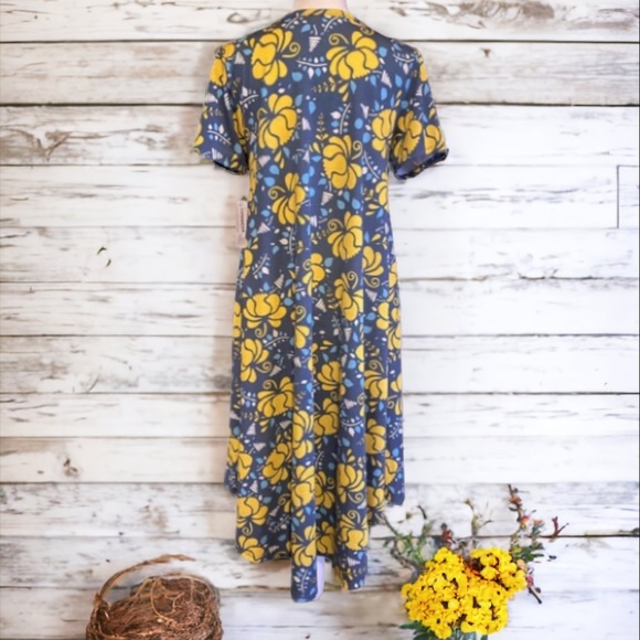 LulaRoe Carly Blue and Yellow Floral Swing Dress Size XXS - Picture 6 of 12
